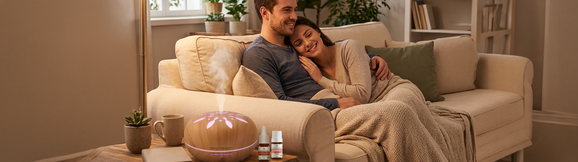 Firefly_Gemini Flash_Crie uma imagem de um casal no sofa com aromaterapia  96946-1